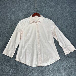 J Crew Blouse Womens Small Button Up Long Sleeve Shirt Pink Cotton Stretch Shirt
